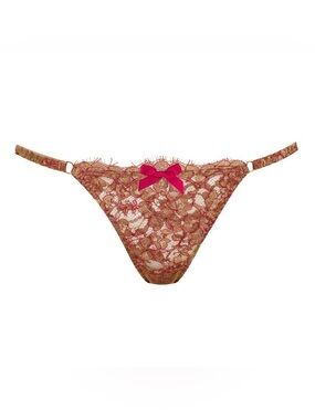 NWT Agent Provocateur ZAHARAH thong burgundy and gold Size 2/S